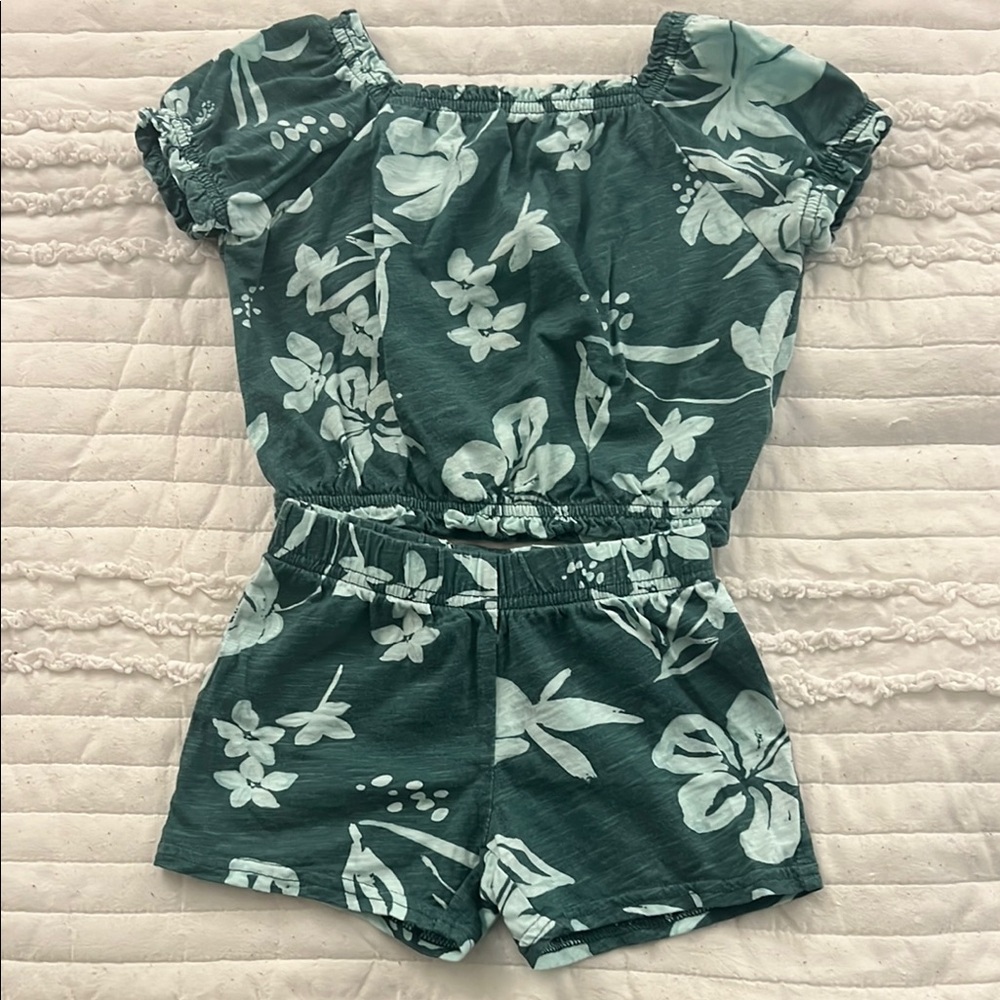 Floral Green Toddler Girl’s 2pc Short Set